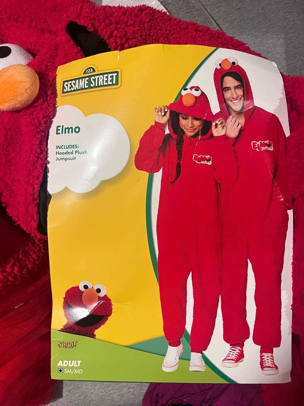 Sesame Street Elmo Plush Hoodie Costume Adult Small